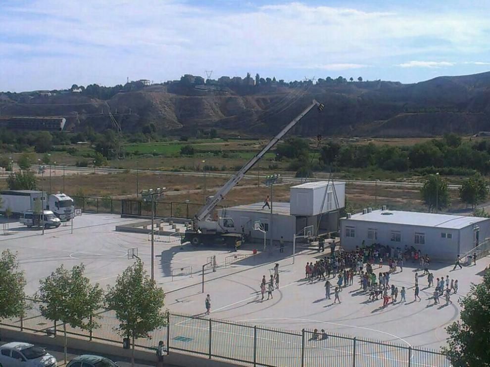 Instalación de barracones, este septiembre en el colegio Foro Romano
