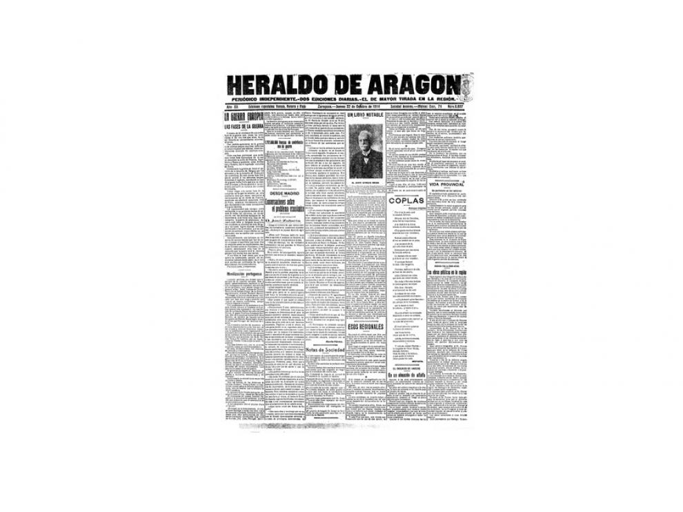 Portada de HERALDO el día 22 de octubre de 1914