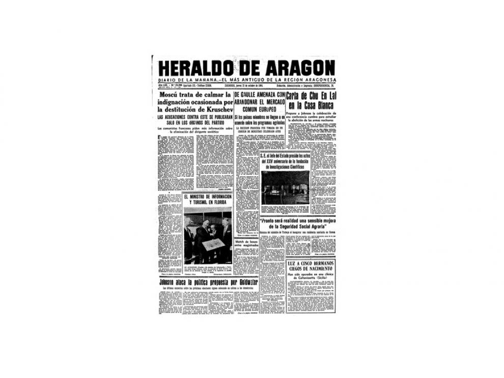 Portada de HERALDO el día 22 de octubre de 1964
