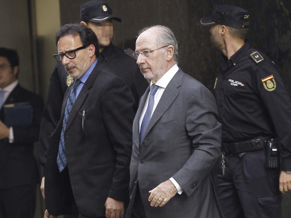 Rodrigo Rato a su salida de la Audiencia Nacional