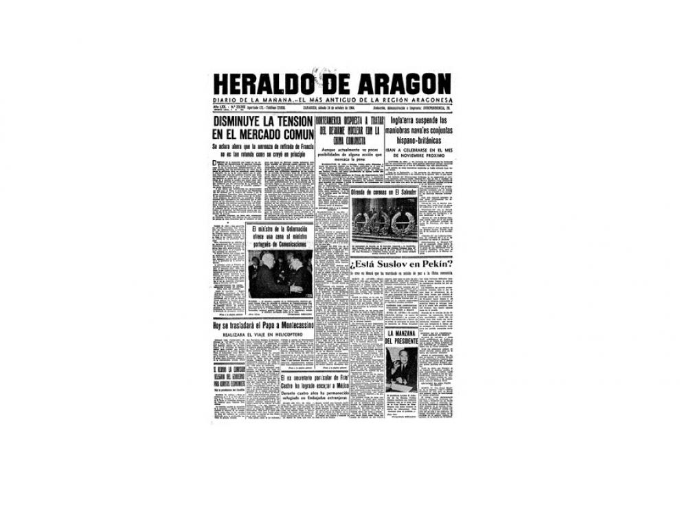 Portada de HERALDO el día 24 de octubre de 1964