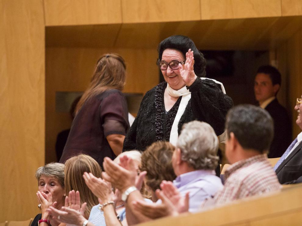 Caballé, en el Auditorio de Zaragoza, en una edición del concurso