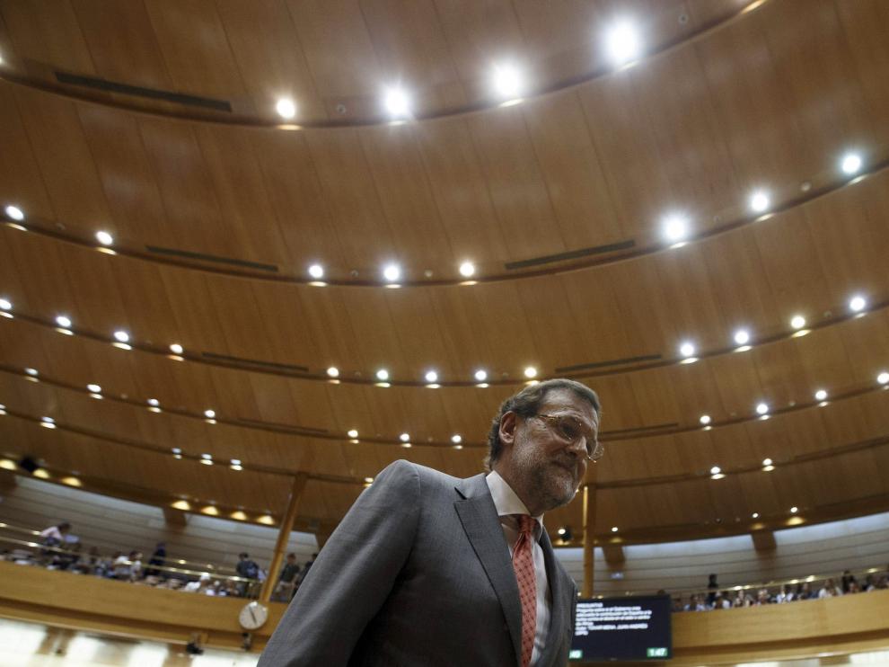 Mariano Rajoy a su llegada a la sesión de control en el Senado