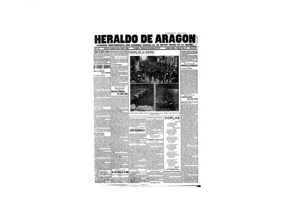 Portada de HERALDO el día 29 de octubre de 1914