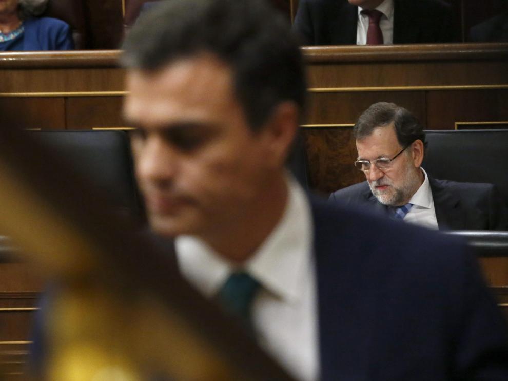 Pedro Sánchez y Mariano Rajoy en el Congreso