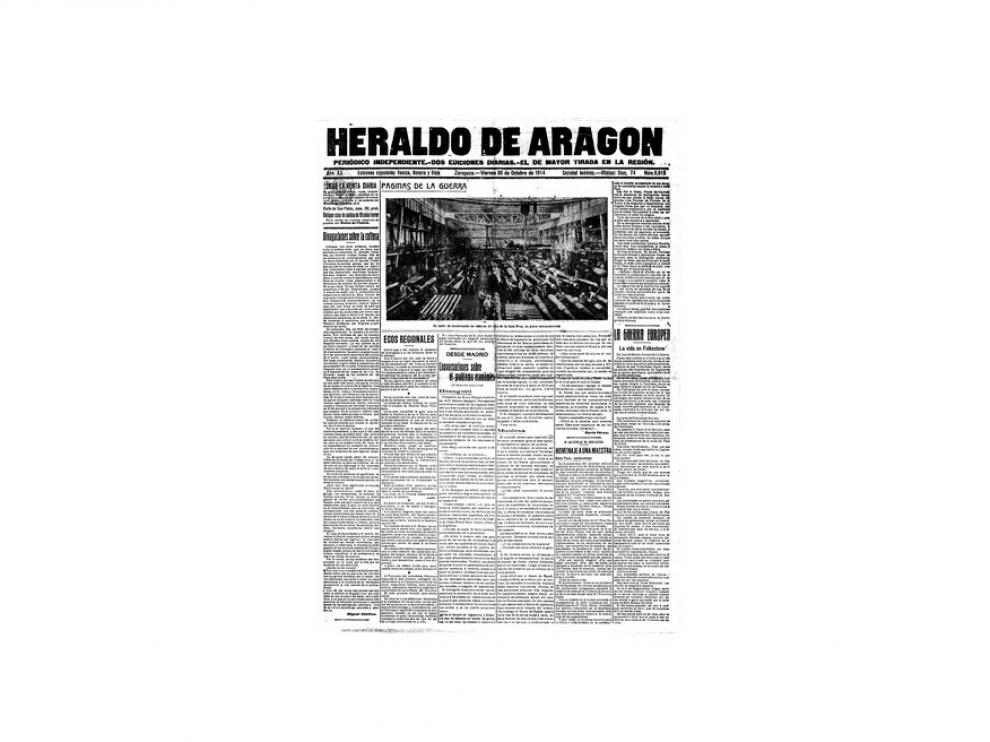 Portada de HERALDO el día 30 de octubre de 1914