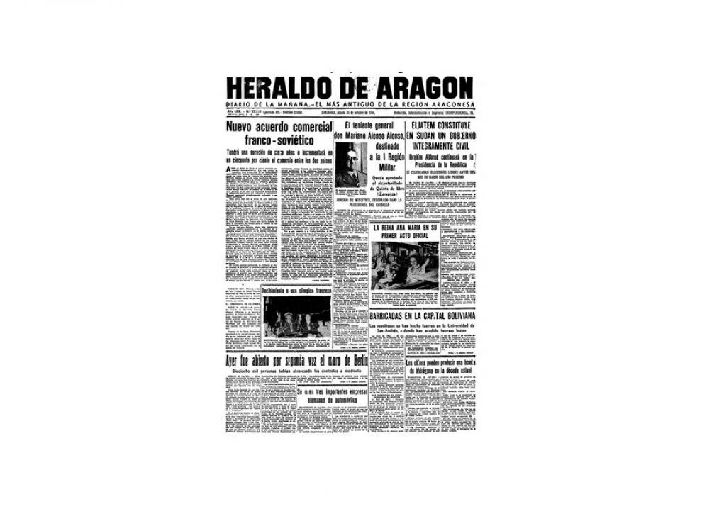Portada de HERALDO el día 31 de octubre de 1964