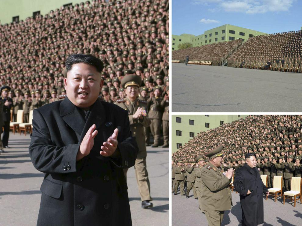 Kim Jong Un en los actos de este miércoles, ya sin bastón