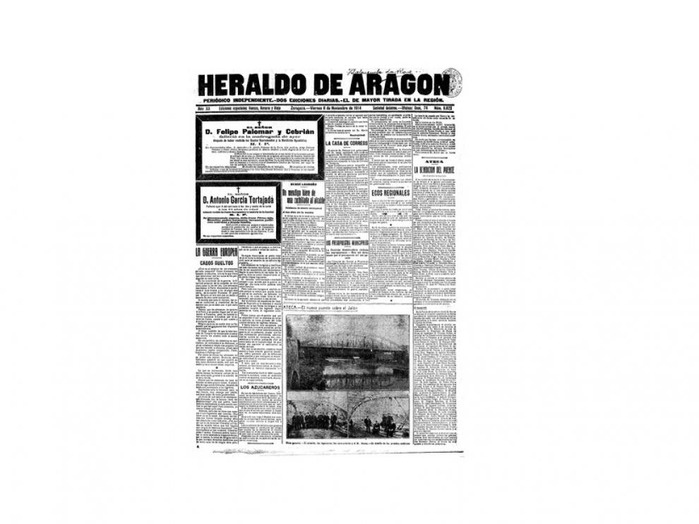 Portada de HERALDO el día 6 de noviembre de 1914