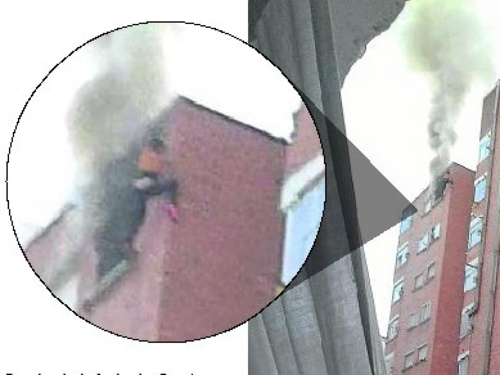 Una oscense de 46 años se salva de un incendio al colgarse de un cable de la fachada en un 10º piso