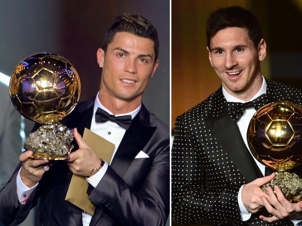 Ronaldo y Messi, con el balón de oro.
