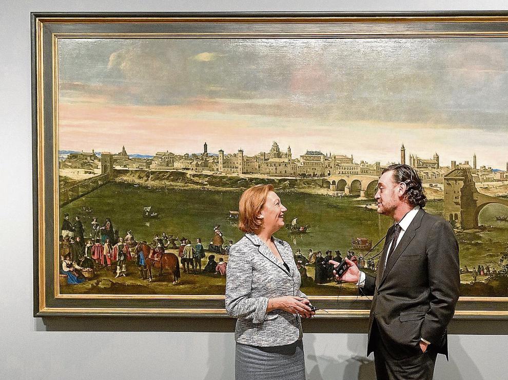 El director del Museo del Prado, Miguel Zugaza, ofreció a la presidenta Rudi una visita guiada por la exposición sobre Goya que ahora celebra la pinacoteca española.
