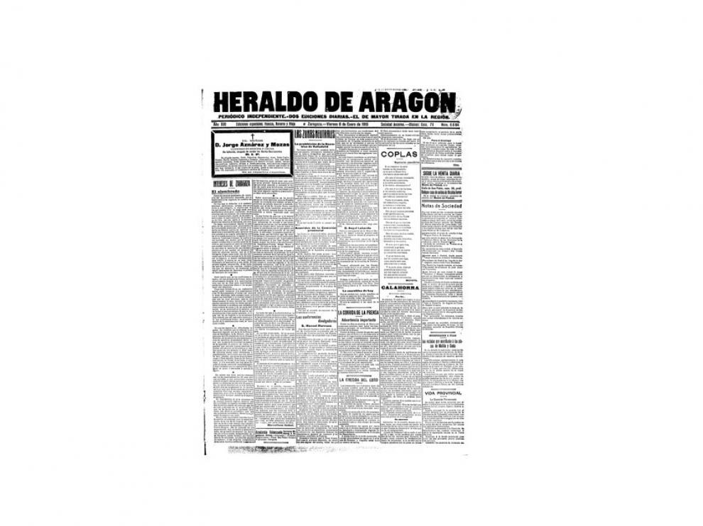 Portada de HERALDO el día 8 de enero de 1915