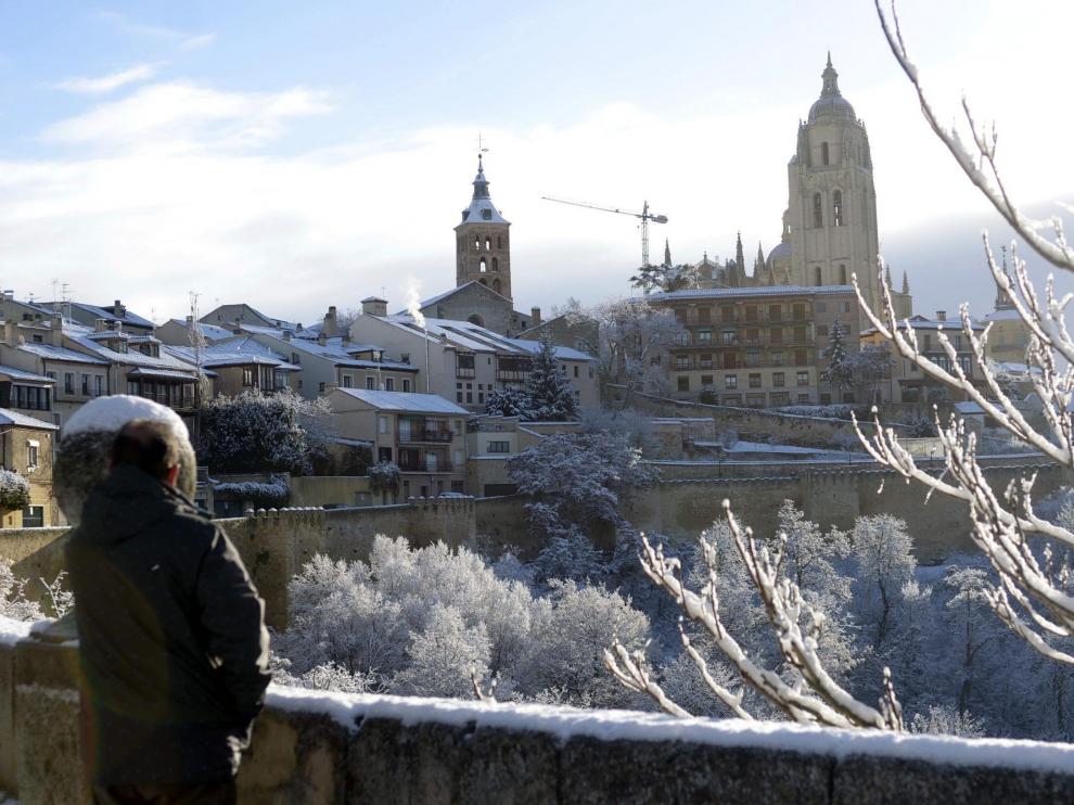 Vista de la ciudad de Segovia después de una nevada en el anterior temporal de nieve
