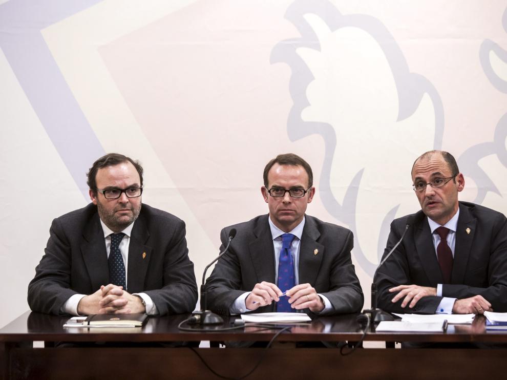 Una imagen de la rueda de prensa para explicar el convenio con Hacienda