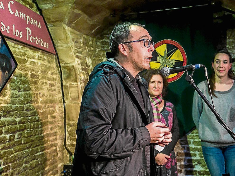 Pedro Piñeiro, agradeciendo el premio tras hacerse público el fallo del jurado.
