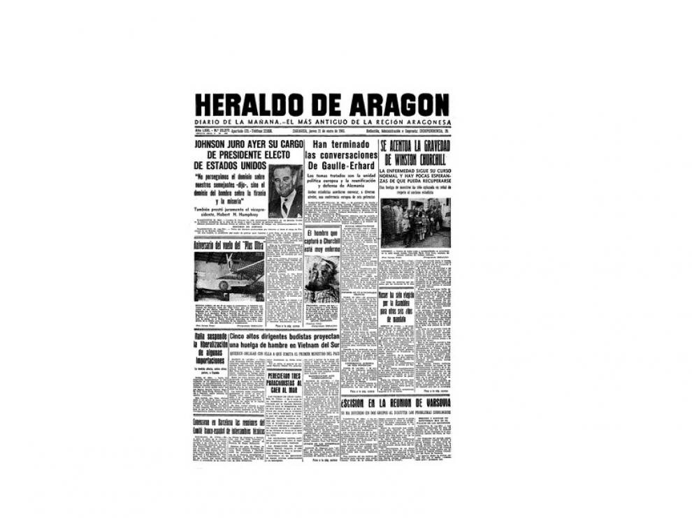 Portada de HERALDO el día 21 de enero de 1965
