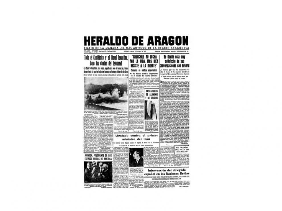 Portada de HERALDO el día 22 de enero de 1965
