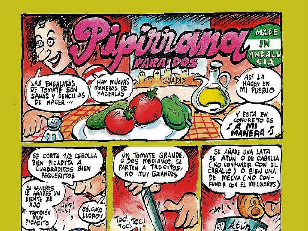 Página con el desarrollo de una receta, la pipirrana