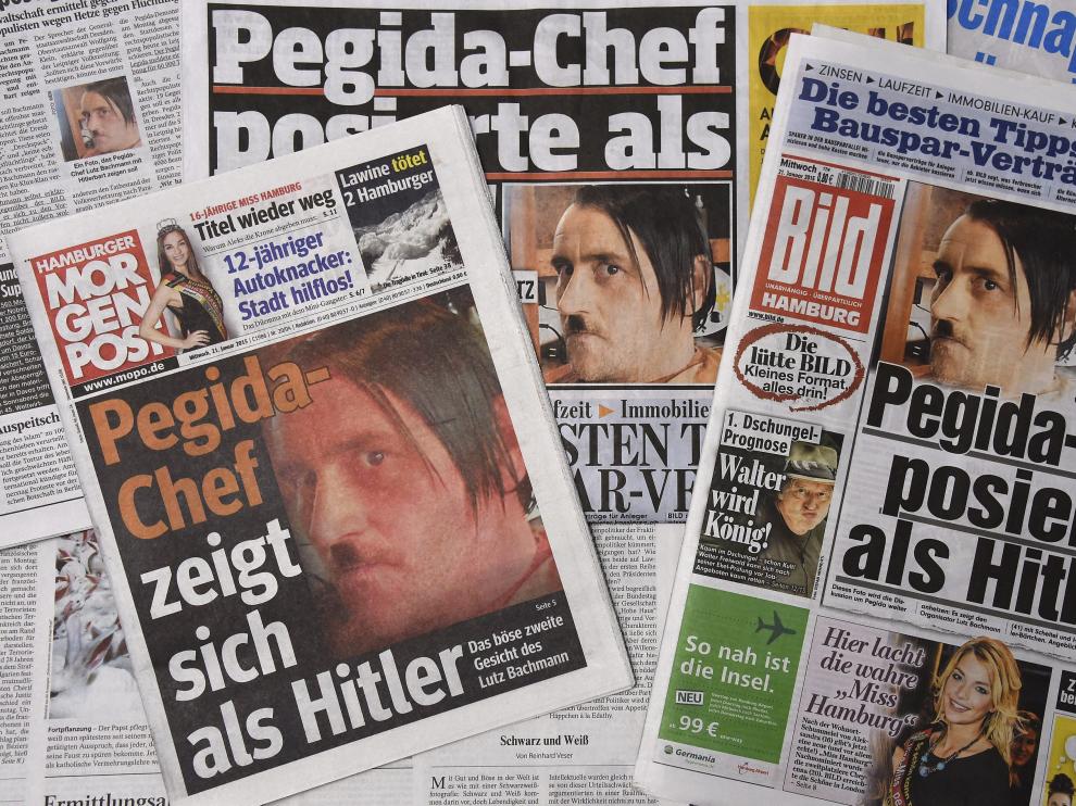 Diarios alemanes publicaron la foto de Lutz Bachmann imitando a Hitler