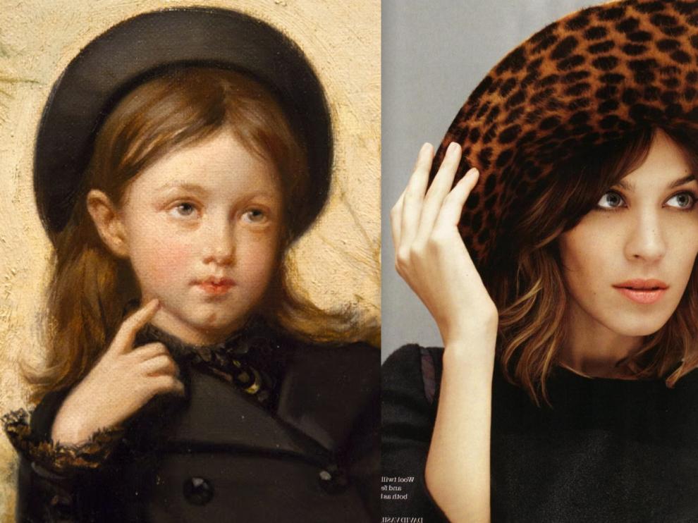A la izquierda, 'Retrato de María Teresa de Madrazo', de Luis de Madrazo (1875); a la derecha, Alexa Chung en una fotografía de David Vasiljevic para Elle UK.