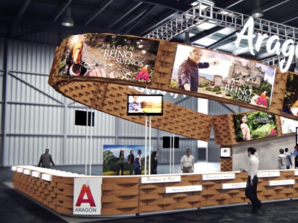 Este será el stand de Aragón en Fitur y en otras ferias de turismo