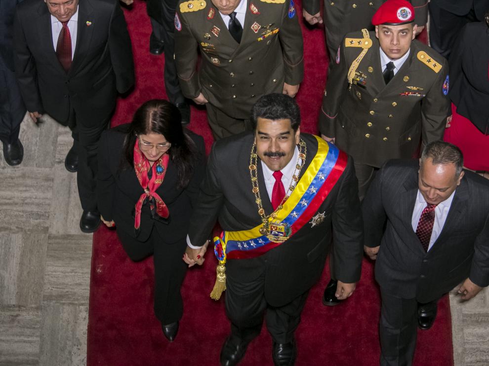 Nicolás Maduro, antes de ofrecer ayer el informe de gestión de 2014
