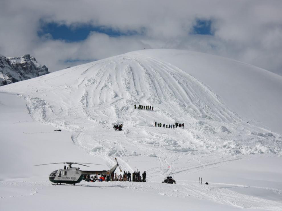 Simulacro de rescate tras una avalancha