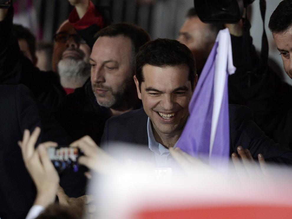 El líder de Syriza, Tsipras, tras conocer su victoria en las elecciones