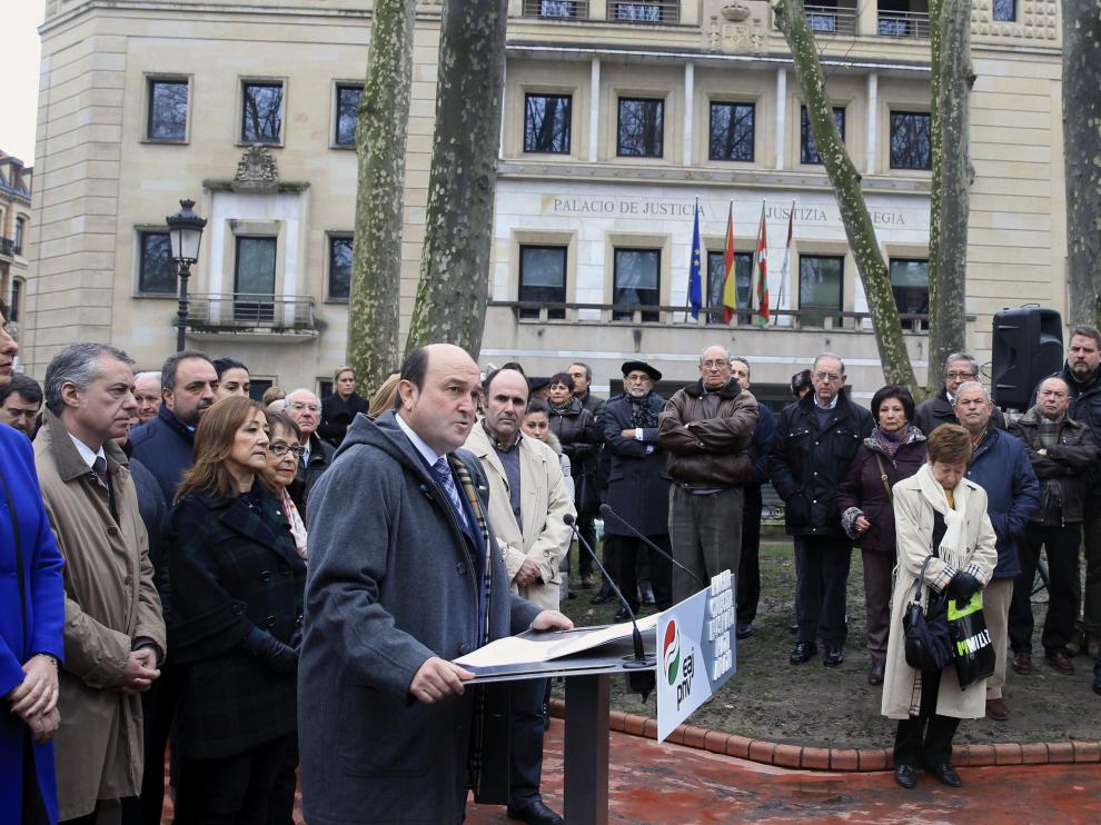 El presidente del PNV, Andoni Ortuzar, durante su intervención en el Euzkadi Buru Batzar