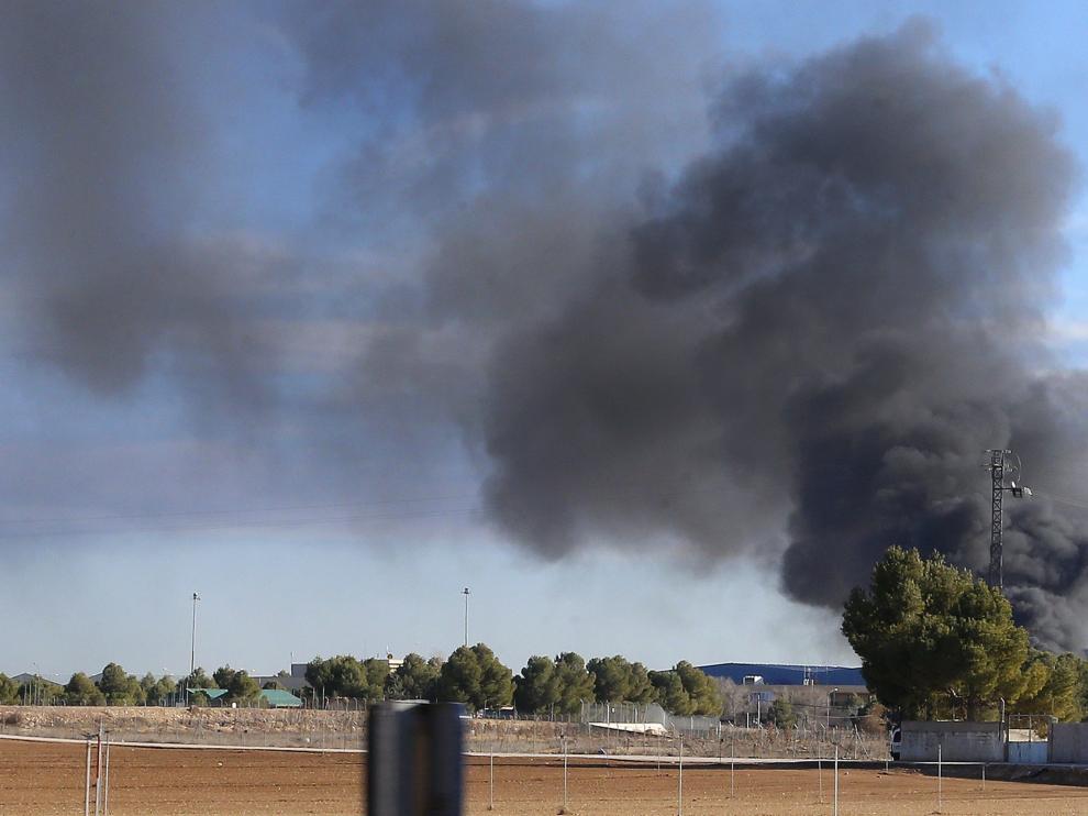 Columna de humo tras el accidente