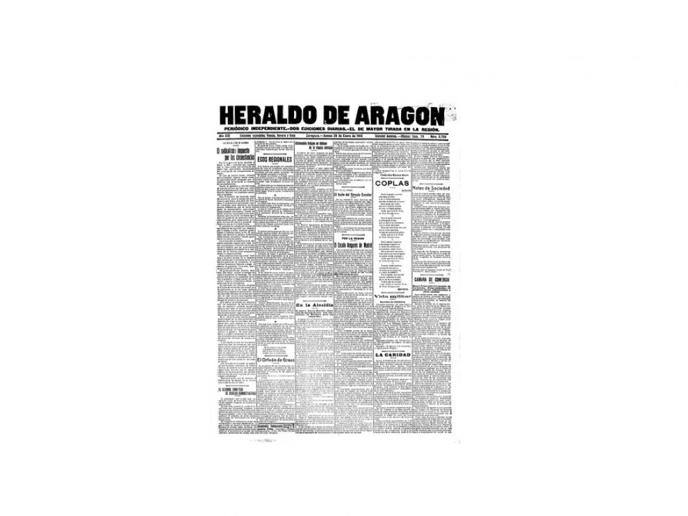 Portada de HERALDO el día 28 de enero de 1915