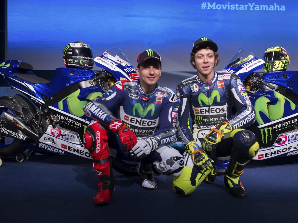 Lorenzo y Rossi, en la presentación de Yamaha