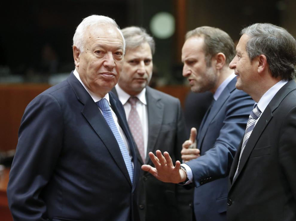 José Manuel García-Margallo conversa con el ministro danés de Exteriores Martin Lidegaard