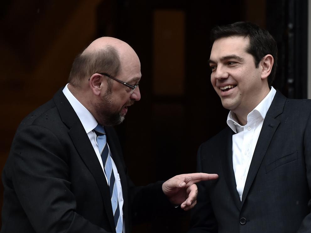 ?Tsipras con el presidente del Parlamento Europeo, Martin Schulz