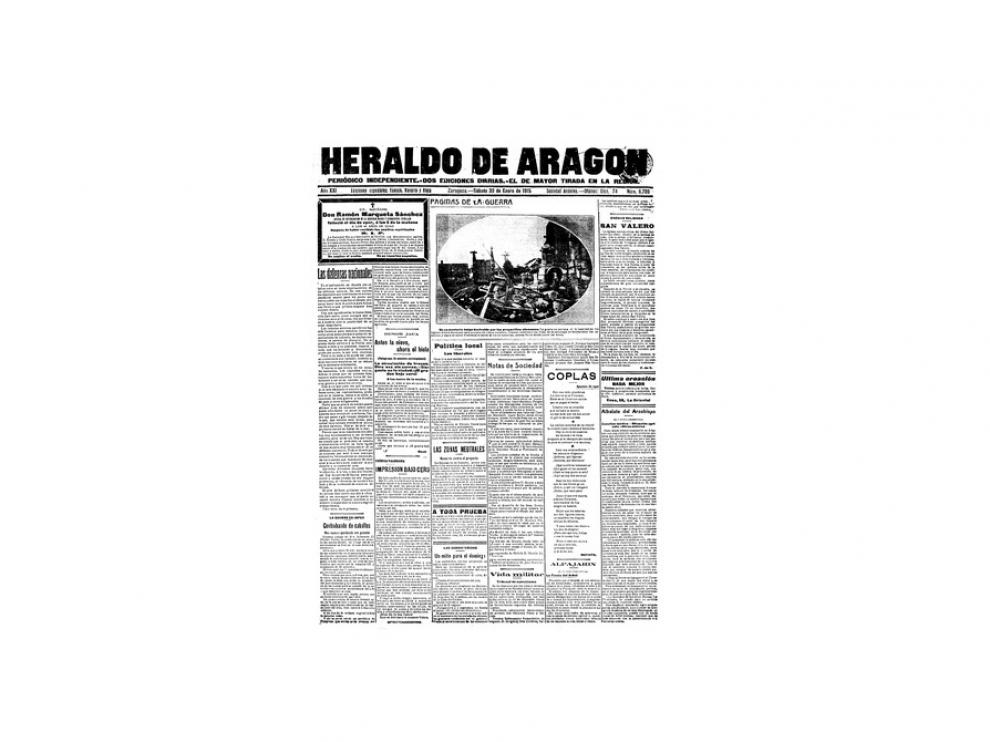 Portada de HERALDO el día 30 de enero de 1915
