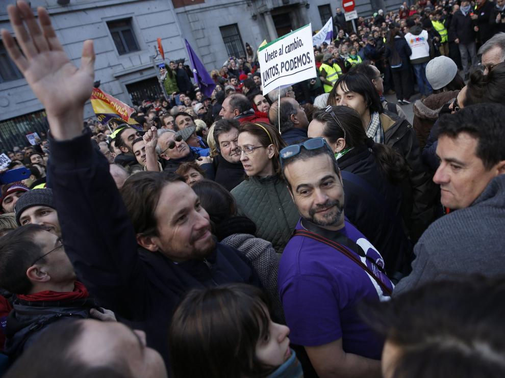El líder de Podemos, Pablo Iglesias, durante la "marcha del cambio" el pasado fin de semana