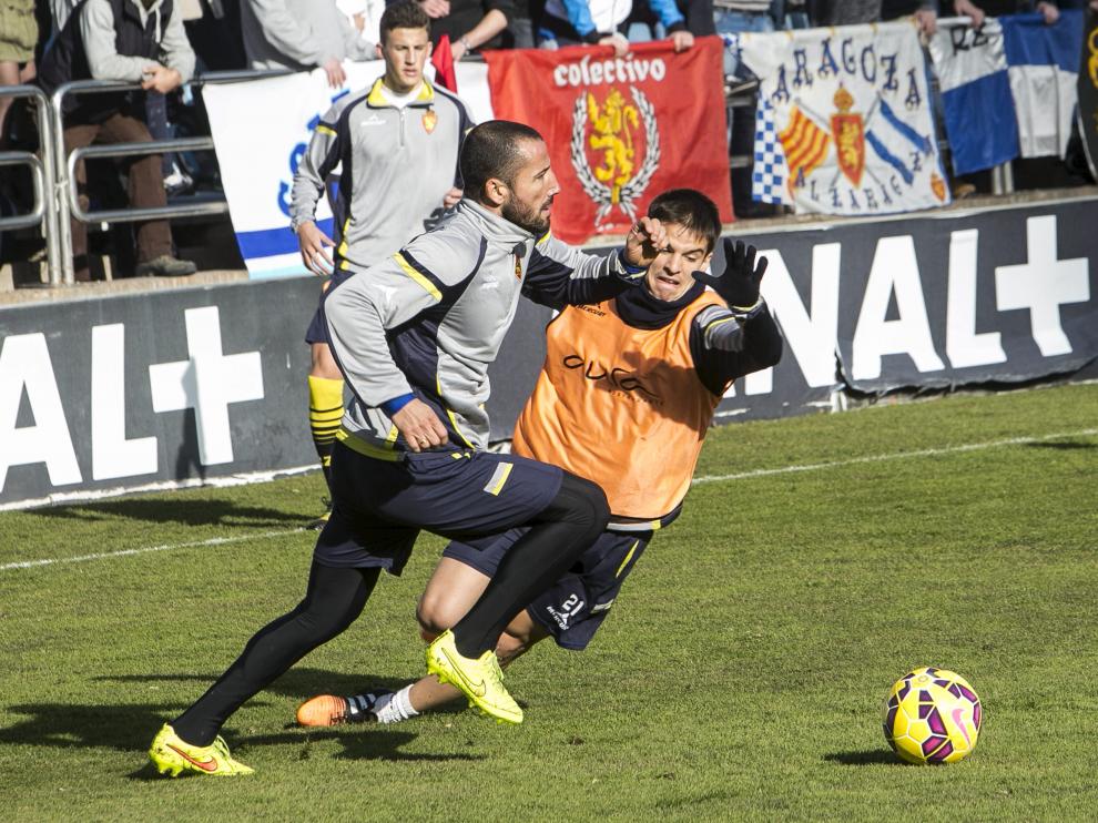 Mario, durante el entrenamiento del pasado jueves del Real Zaragoza