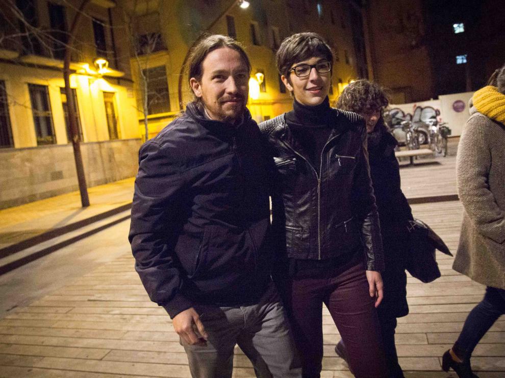 Pablo Iglesias y Violeta Barba en Zaragoza
