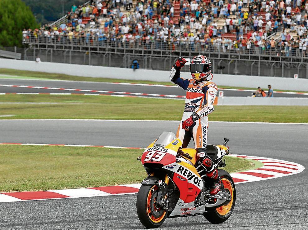 Marc Márquez, nada más adjudicarse el primer puesto en Montmeló.
