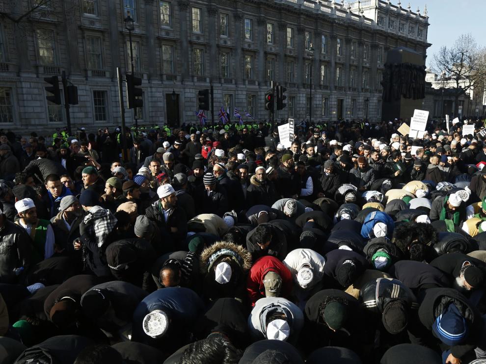 Manifestación de musulmanes en Londres este domingo
