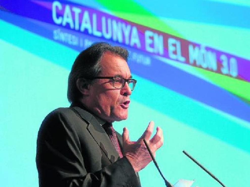 El presidente catalán, Artur Mas, durante su intervención en un acto en Barcelona, ayer.