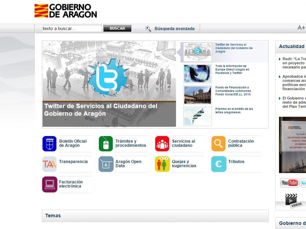 Página web del Gobierno de Aragón