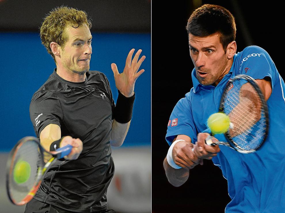 Andy Murray izquierda y Novak Djokovic se encontrarán en la final de Australia este domingo.