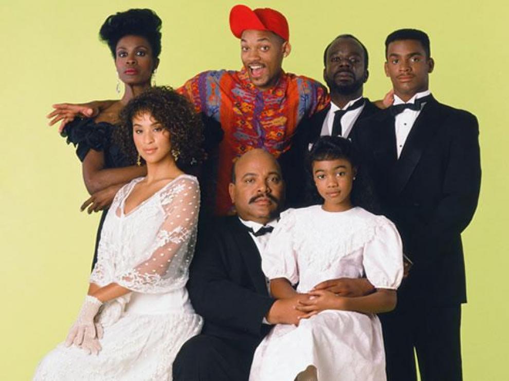 Alfonso Ribeiro junto al resto de actores de 'El Príncipe de Bel Air'.