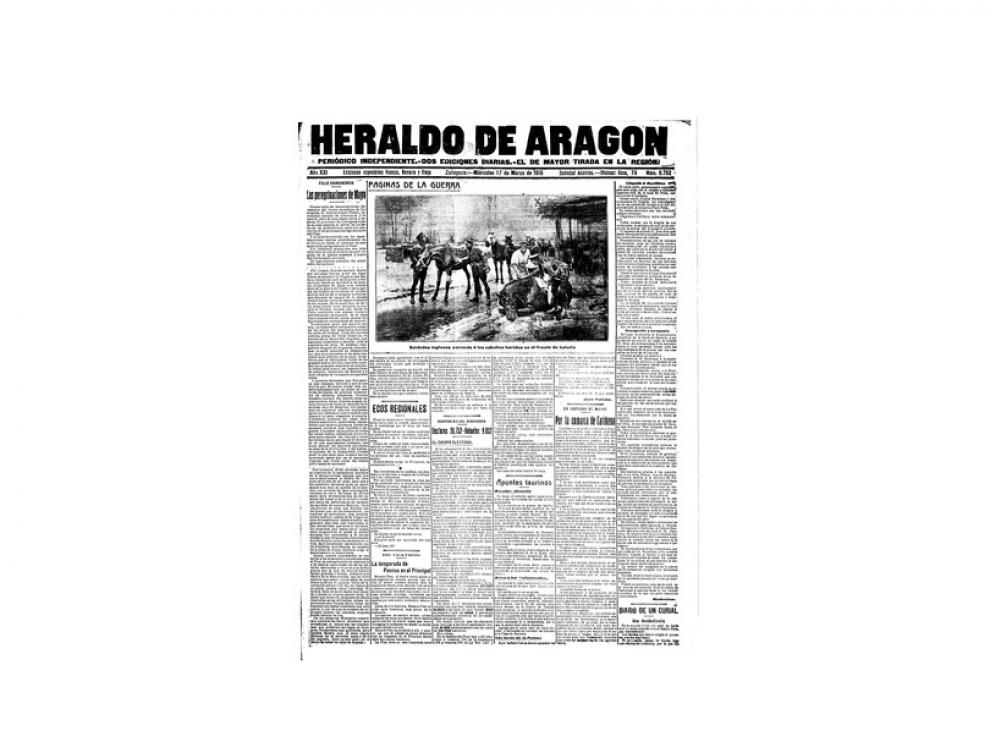 Portada de HERALDO el día 17 de marzo de 1915