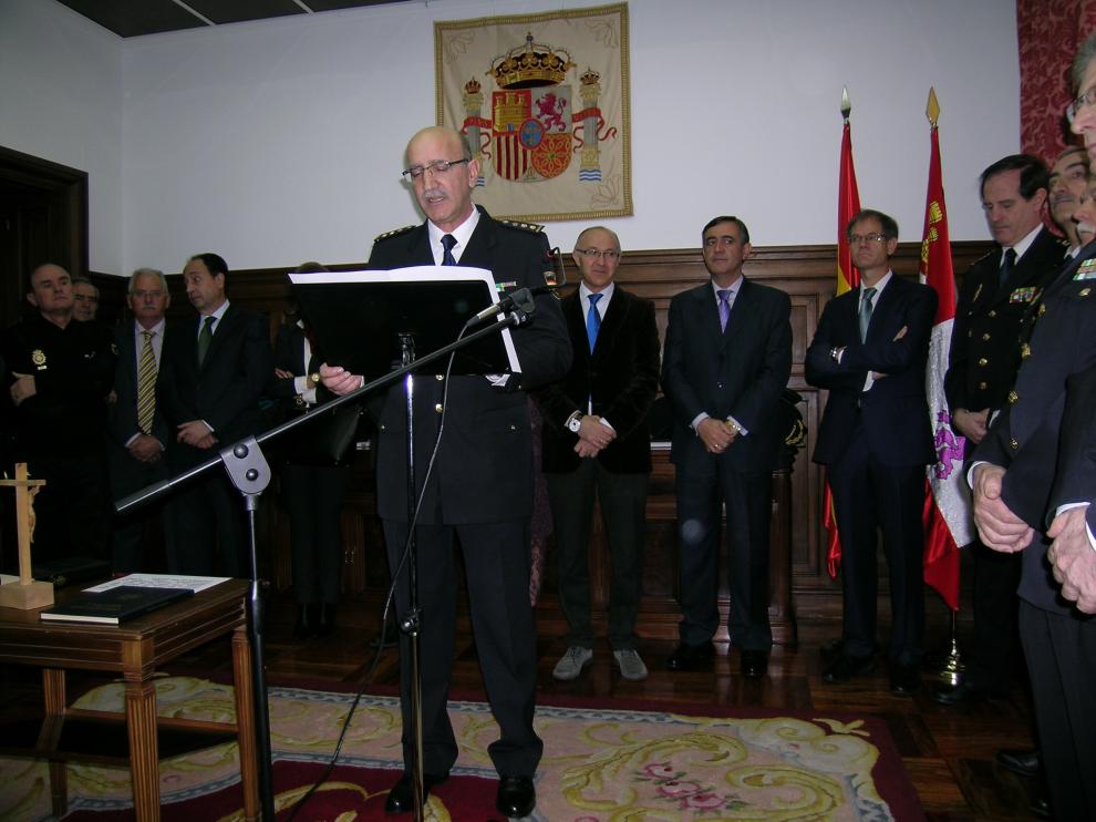 El nuevo comisario de la Policía Nacional en Soria, Juan José Campesino, en el acto de toma de posesión,