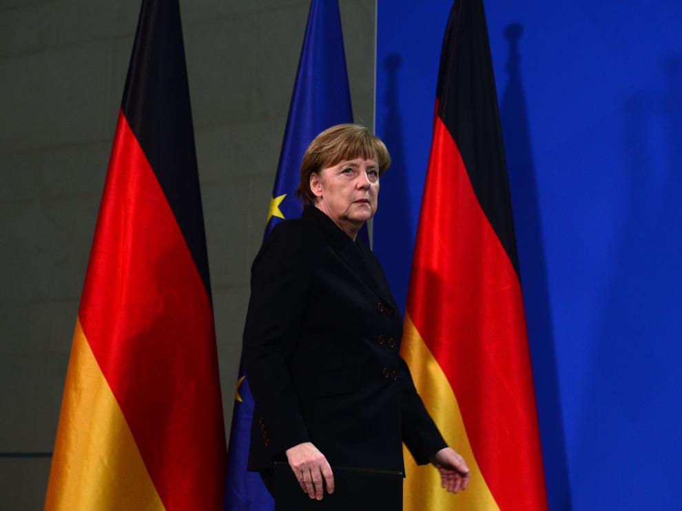 Merkel este jueves durante una conferencia de prensa en Berlín