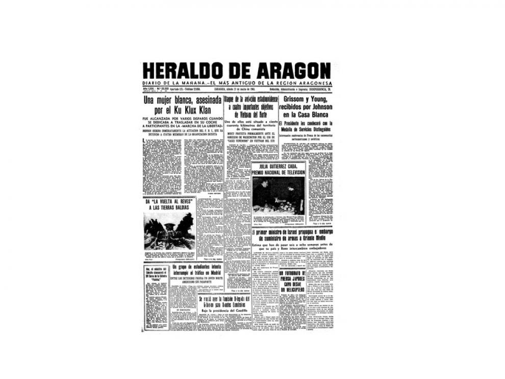 Portada de HERALDO el día 27 de marzo de 1965