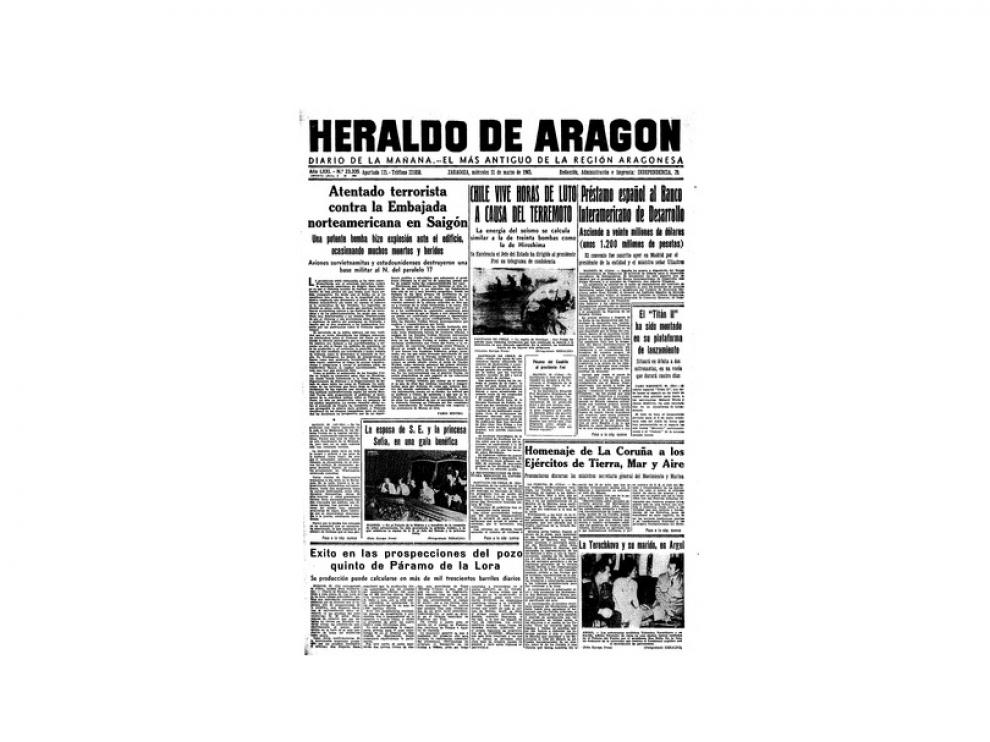 Portada de HERALDO el día 31 de marzo de 1965